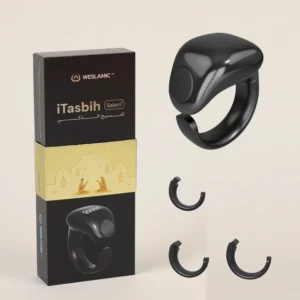 Weslamic Tasbih Counter Ring Muslim Dhikr Digital Counter Black Smart App 3 Sizes