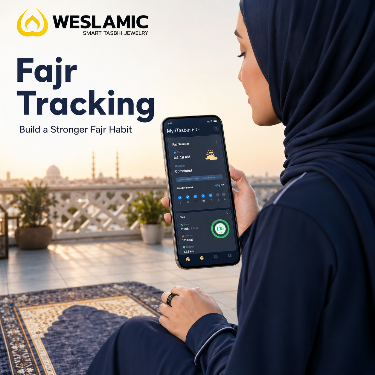 Weslamic iTasbih FIT Ring Smart Dhikr with Health Tracking - Image 2